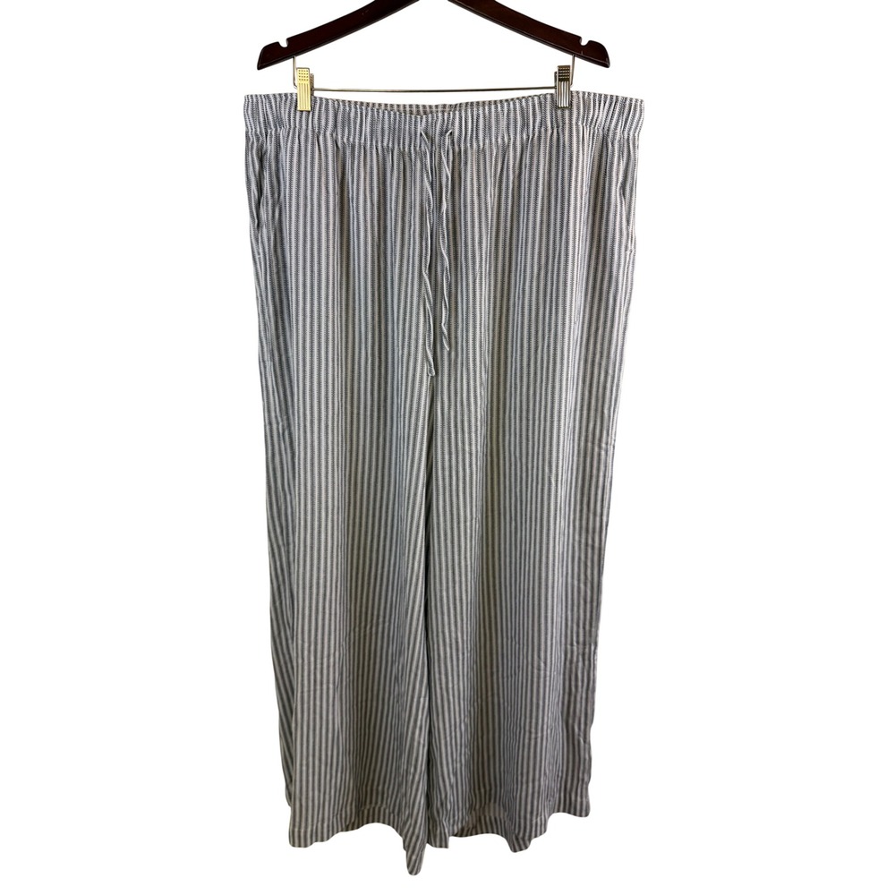 Torrid Mora Stripe Wide Leg Gauze Pant Women 3 Regular White High Rise Pockets